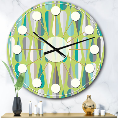 Retro Abstract Drops V - Mid-Century Modern wall clock