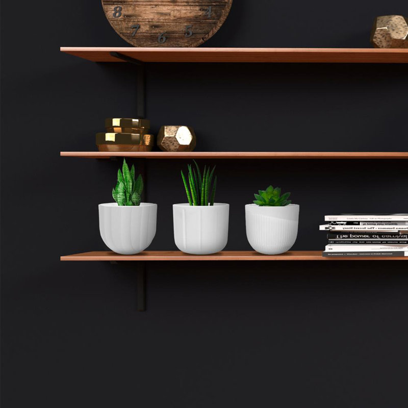 Ensemble de cache-pots en résine 3 pièces, Blanc