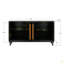 Panneaux de grain de qualité supérieure fabriqués à la main, buffet Buffet avec 4 portes en rotin, armoire de rangement moderne avec tablettes réglables pour le salon-73221696