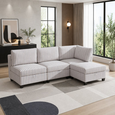 Modular Sectional Sofa, Convertible Sofa Seat With Storage, Sleeper Sectional Sofa Set, Fabric Flexible Modular Combinations