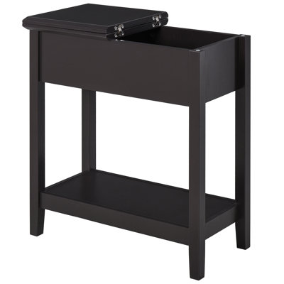 Table de bout 1 pièce L 11,0 po x l 22,3 po H 23,5 po avec panneau de rangement en MDF et tablette inférieure café foncé