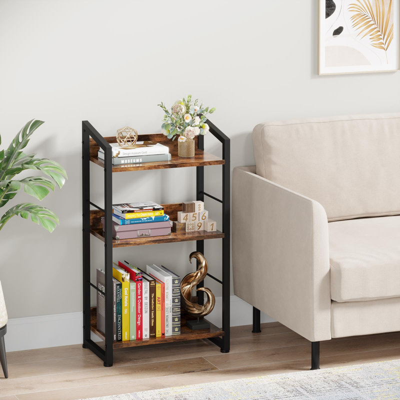 3 Tier Bookshelf, Rustic Brown/Black