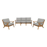 Hatteras Solid Wood 5 - Person 3 Piece Teak Sofa Seating Group with Cushions
