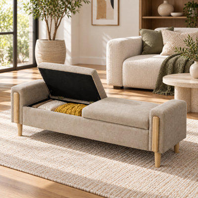 Banc de jour en chenille Greige