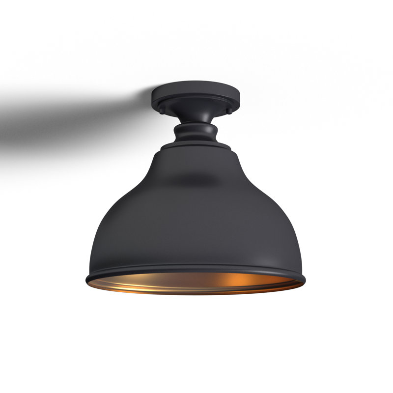 Flavin Oil Burnished Bronze And Light Gold 11'' W 1 - Bulb Outdoor Semi Flush Mount