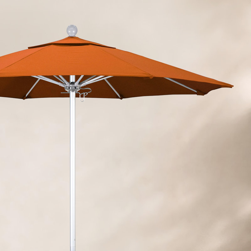 Hibo 7.5' Sunbrella® Umbrella, 90" W x 90" D, Silver Anodized, Black Sunbrella� 1A