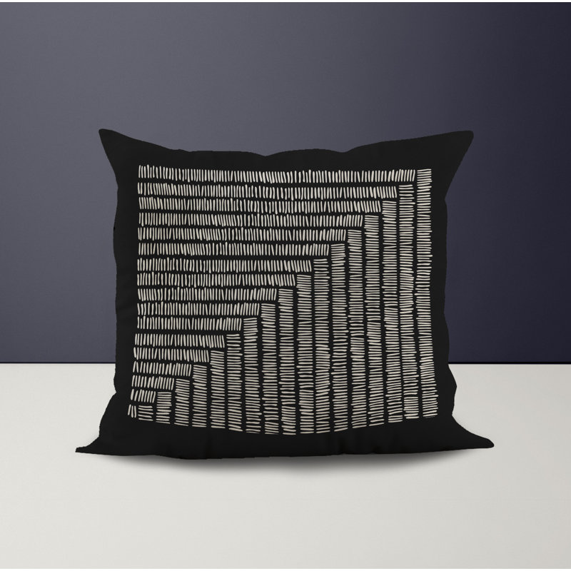 Jeté carré en polyester intérieur / extérieur, L 15 po x H 15 po, Noir