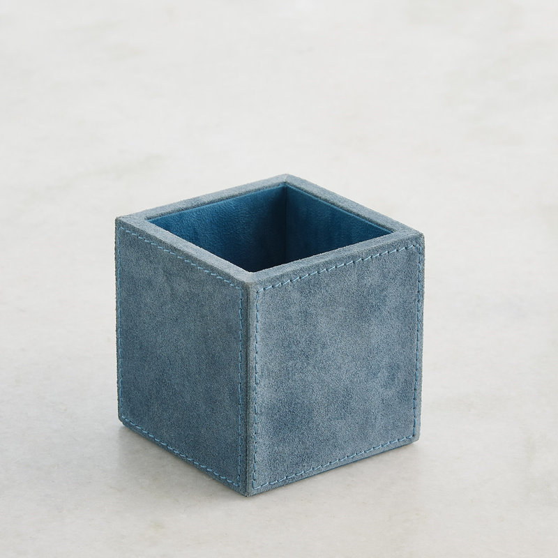 Posh Pencil Cup-Rust Suede, Blue