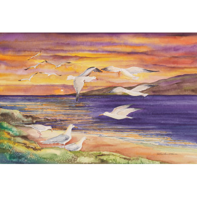 Seagull Sunset by Kathleen Parr McKenna - Wrapped Canvas Painting