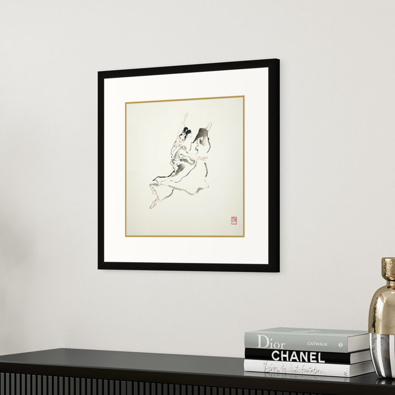 «Dancer in Motion» par Chen Xianing, H 18 po x l 18 po, Cadre noir