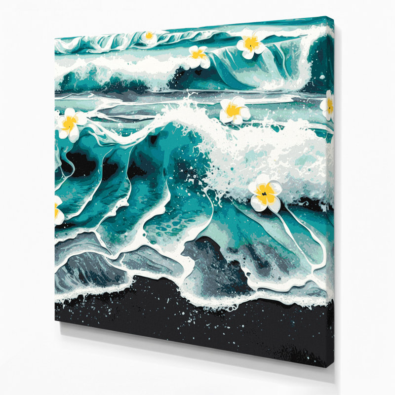 «Hawaiian Beach Foam», art mural sur toile verte, 12" H x 12" W