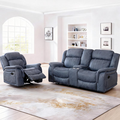 2-Piece Modern & Comfortable Faux Leather Manual Reclining Living Room Set