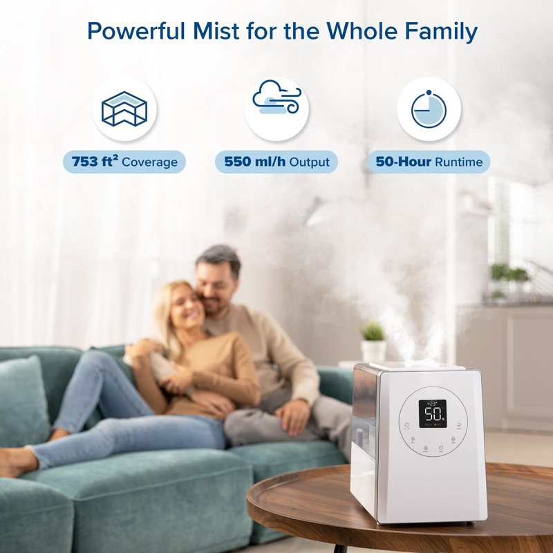 White Smart Warm and Cool Mist Humidifier with Voice Control