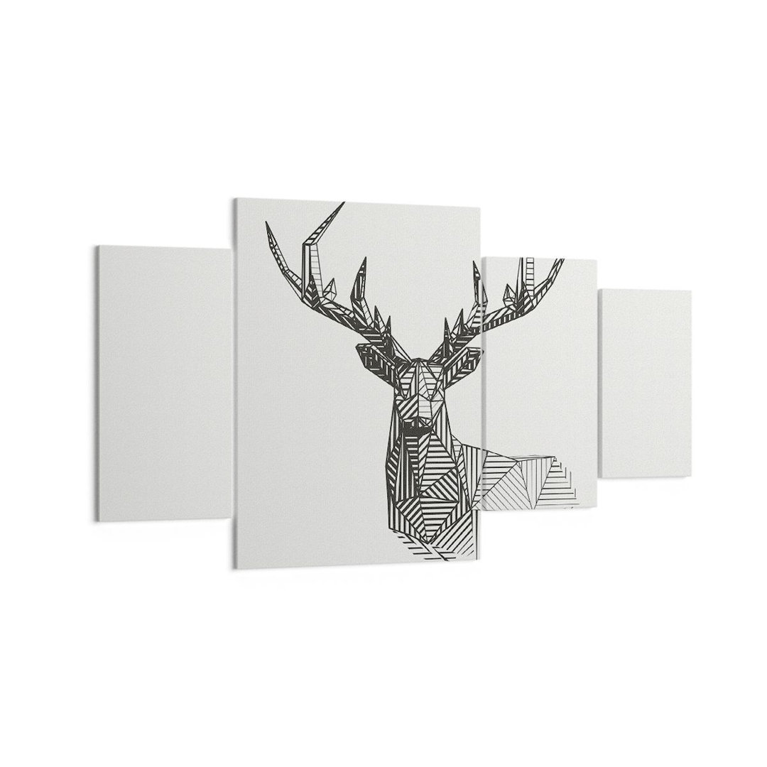 4-tlg. Leinwandbilder-Set Deer Sketch Scandinavian