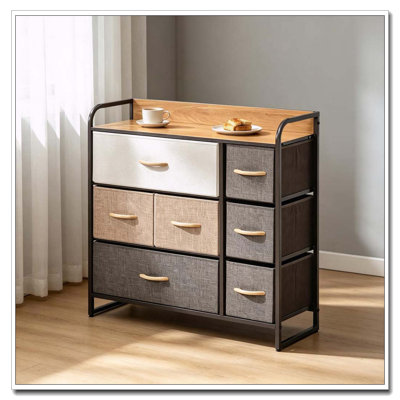 Commode de rangement en tissu à 7 tiroirs avec tiroirs pliables et structure en acier
