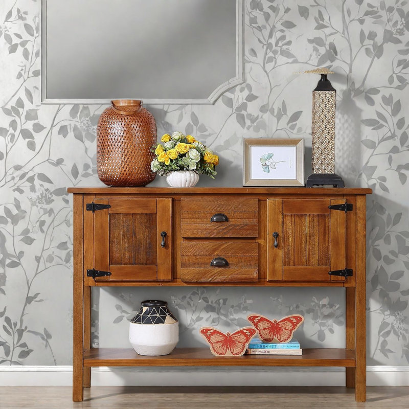Spacious Sideboards & Buffets, Pine Wood Rustic 46.5in For Kitchen