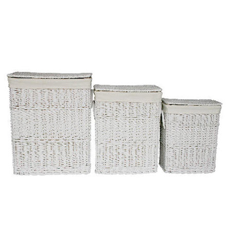 3 Piece Rectangular Wicker Laundry Set