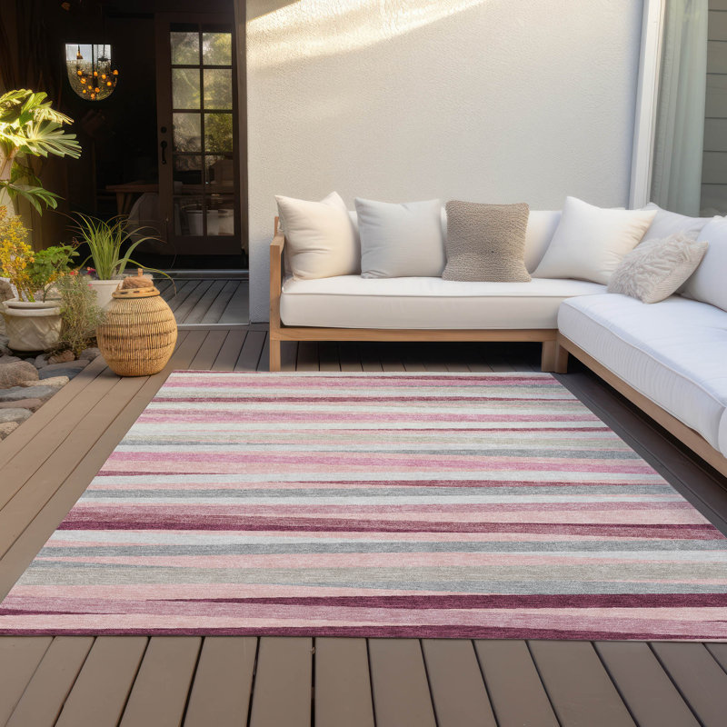 Tapis lavable intérieur / extérieur rose Liora , 9 pi x 12 pi