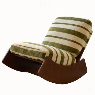 Chaise berçante confortable, tissu d'ameublement de haute qualité, structure en bois massif, parfaite pour les décors multiples et la détente