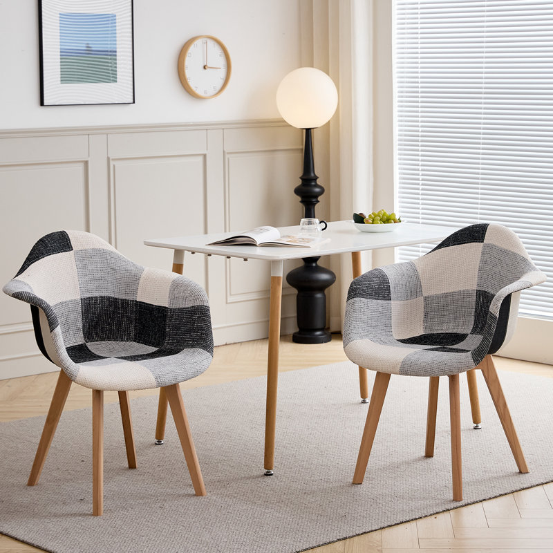 Oakes 39cm H Upholstered Armchair, Black/White/Grey