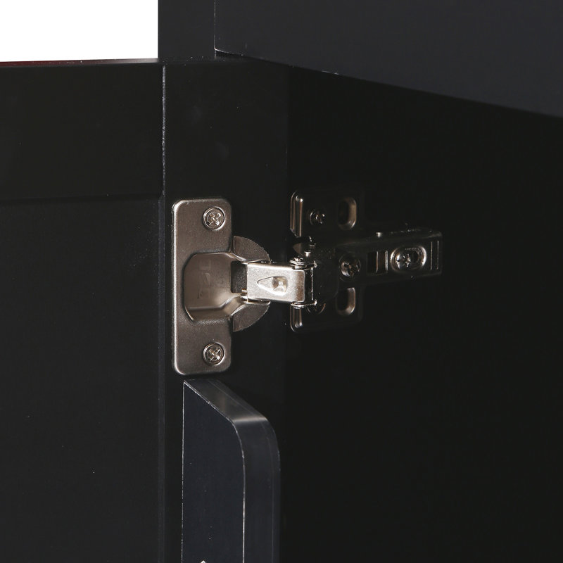 Kitchen Cart With Rubber Wood Drop-Leaf Countertop, Black