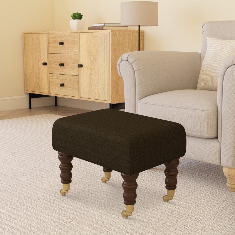 Autryville Wood Caster Leg - Pinstripe Wool, Cyprus Green, Mahogany