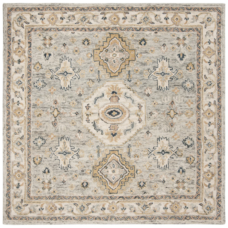 Tapis oriental en laine touffeté à la main Vahakn, Carré 9 pi