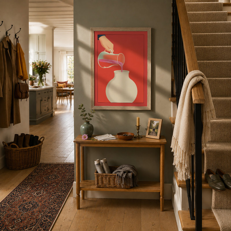 Pouring Into Cream Modern - Framed Print, A1 - 84.1 x 59.4 cm, Oak