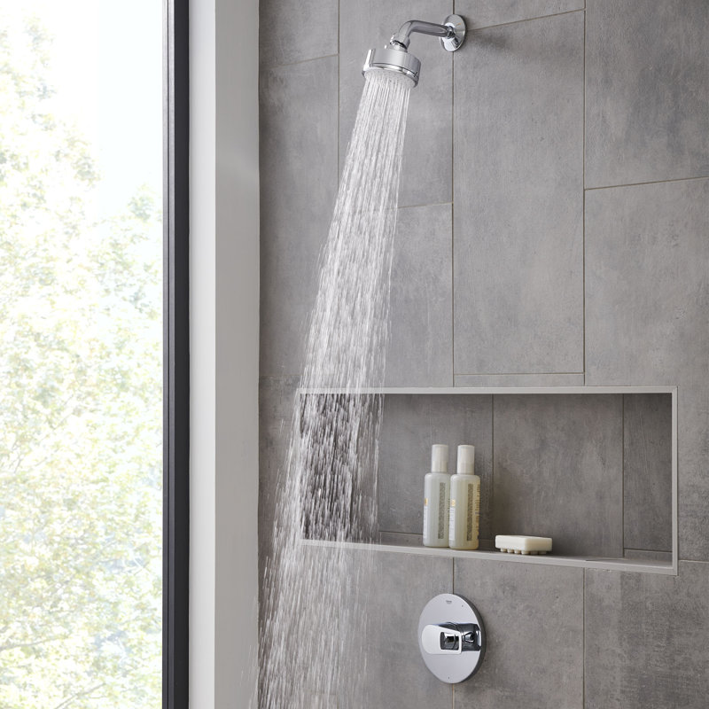 Chrome Wall-Mounted Pressure Balance Valve Trim with Lever