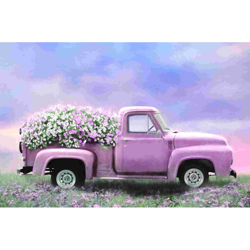Camion floral rose, H 8 po x l 12 po
