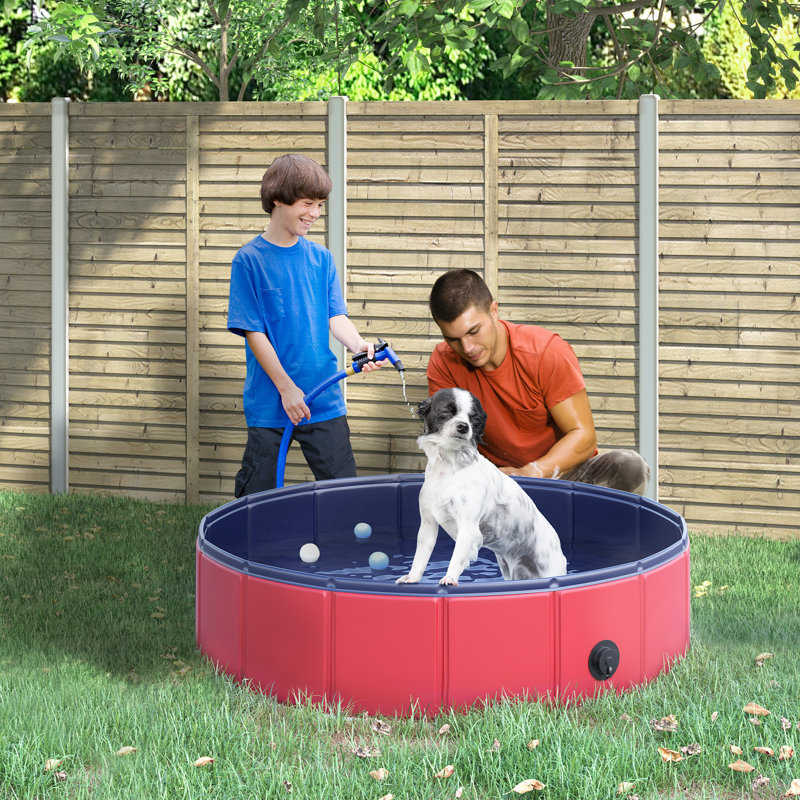 Plastic Foldable Dog Pool, 20cm H x 80cm W x 80cm D, Red