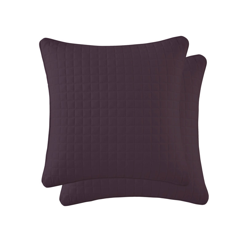 Ensemble de 2 taies décoratives matelassées à motif carré en microfibre à double bordure en microfibre Southshore, Mauve