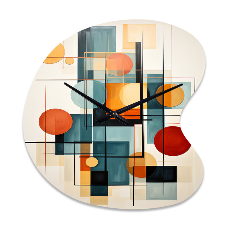 Horloge murale asymétrique en métal colorée rétro Mid Century, Petit