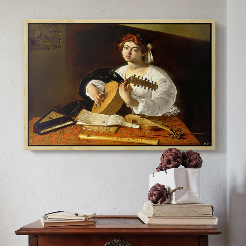 Le joueur de luth (version Wildenstein), v. 1596 - Toile tendue avec châssis Caravaggio, Naturel, 16 x 24