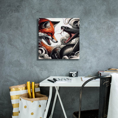  «Fox And Snake» par Rich Monet, art mural sur toile