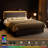 Upholstered Queen Bed with 2 Storage Drawers,Velvet Storage Bed with LED Light and Charging Station,No Spring Boxing Needed-1263112596-1263112594