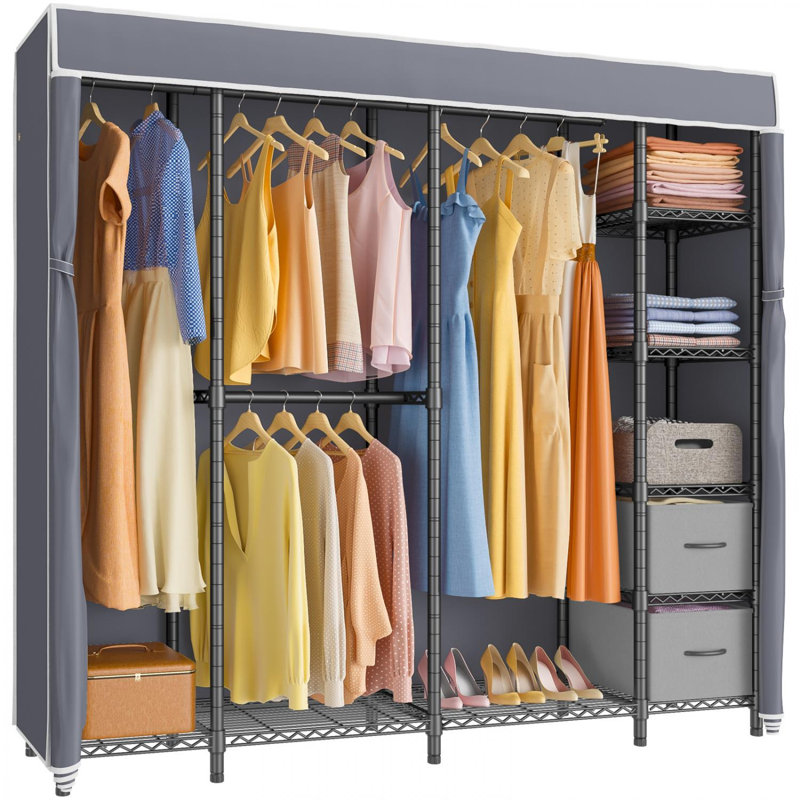 77'' Metal Clothing Rack, Gray/Black