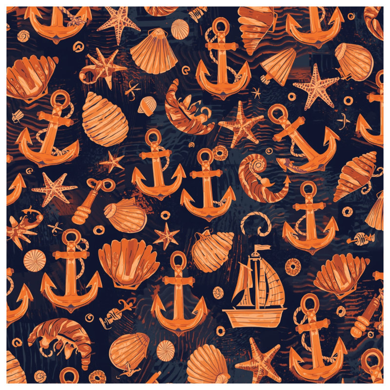 Tapis de bain Nautical Anchors Shells, L 34 po x L 21 po
