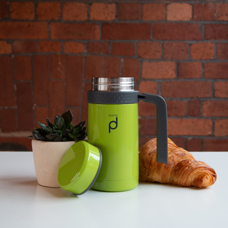 Grunwerg Drink Pod Stainless Steel Travel Mug, Green