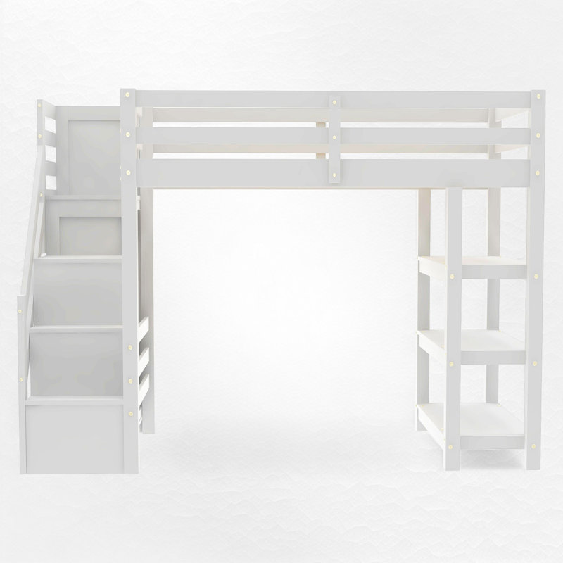 Loft Bed With Built-In Wardrobe And Shelves, Twin