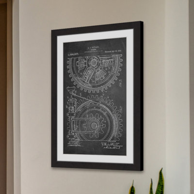 « gears 1912 craie » par steve king, reproduction d’art encadrée
