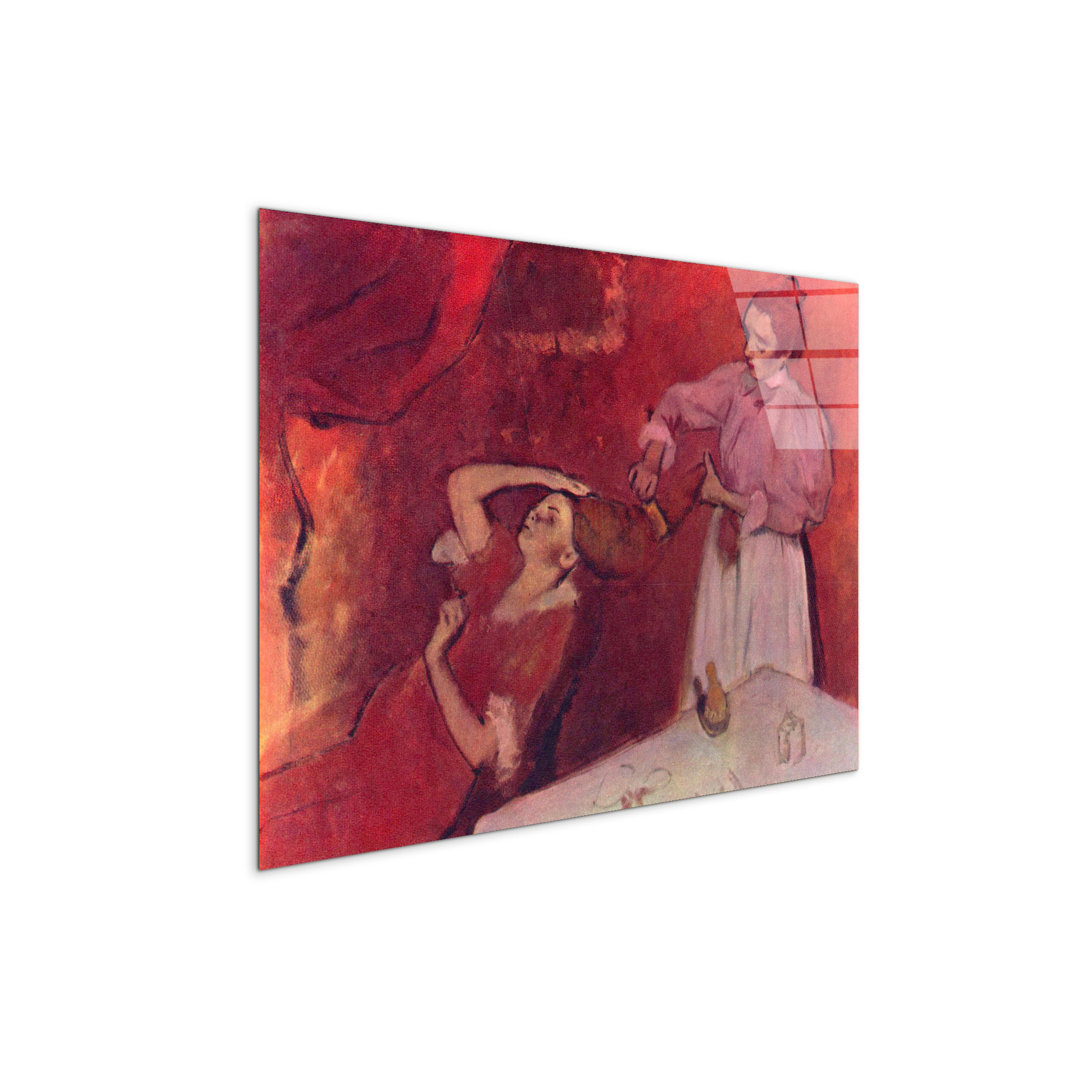 Combing hair by Degas Edgar 57cm H X 76cm W CrystalArt Material Acrylic Glass Effect, Frameless Panel Lightweight Ready to Hang