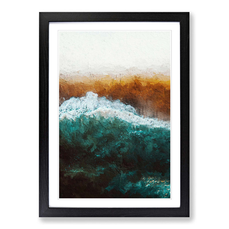 Beach In Santa Monica In Abstract - Single Picture Frame Painting, Black  Bordered Framed, 33cm H x 24cm W x 2cm D