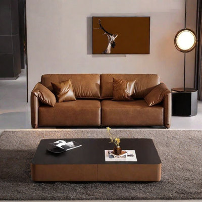 Italian retro oil wax leather office sofa