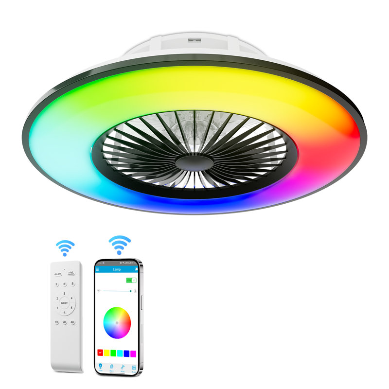Ventilateur de plafond à profil bas de 22 po avec éclairage et télécommande, ventilateur de plafond encastré avec commande APP