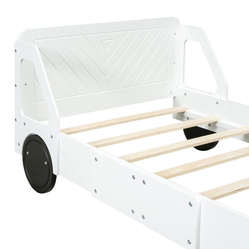 Lit plateforme simple avec roulettes en blanc - Confort et style unissent cette option de sommeil confortable et élégante