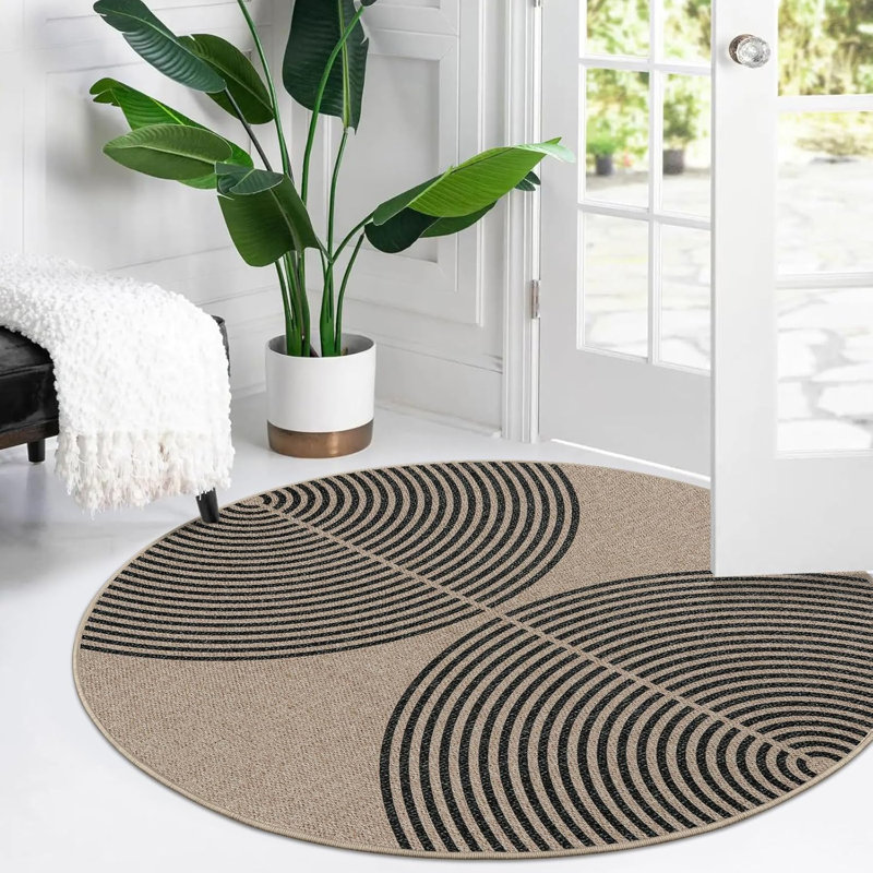Tapis rond moderne lavable pour l'extérieur