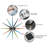 Ashling Midcentury/Modern Starburst Metal & Wood Wall Clock 20.5 Inches - Multi-Color