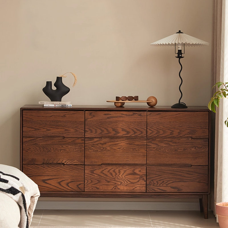 Armoire d'appoint en bois massif de couleur noyer noir