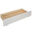 Lit de jour simple rembourré beige avec tiroirs, structure en lattes de bois stables, rangement confortable, structure solide, mobilier de chambre moderne